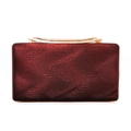 Burgundy rectangular hard-shell evening clutch bag with wavy texture and rhinestone clasp - Burgundy