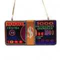 Dettaglio borsa da sera a forma di dollari con strass colorati e catena dorata di lusso - Stile Dollaro 1000 Testo Bianco