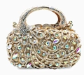 Sac de soirée phénix doré avec cristaux scintillants et poignée de luxe sertie de diamants - Phénix Doré Irisé