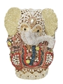 Dettaglio dei cristalli colorati incastonati a mano sulla borsa da sera a forma di Ganesha - Multicolore Oro / Naso Bianco