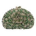Luxury green peacock rhinestone evening clutch bag with gold crystal bow clasp - Green