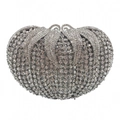 Elegant silver tomato-shaped hollow evening clutch bag with sparkling rhinestones - Silver