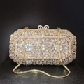 Pochette da sera oro champagne con strass scintillanti e cristalli a goccia - Oro / Zirconia Bianca