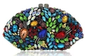 Luxuriöse Abendtasche mit bunten Kristallen und funkelndem Strass für Damen - Irisierendes Schwarz