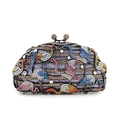 Pochette da sera di lusso fenicottero con strass colorati e chiusura a sfera in cristallo - Grigio