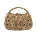 Dettaglio della lussuosa borsa da sera dorata con motivo floreale in cristalli scintillanti - Base Oro con Cristallo Giallo