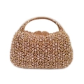 Pochette da sera lusso oro rosa con motivi floreali in cristallo e strass intagliati - Champagne
