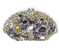 Pochette de soirée élégante avec strass violets et dorés et cadre en métal argenté - Base Argent Violet Or