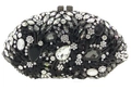 Pochette de soirée chic en strass noir et blanc avec fermoir à cristaux brillants - Noir Gris Argent