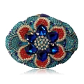 Luxurious oval evening clutch bag with blue heart gemstones and colorful rhinestones - Blue