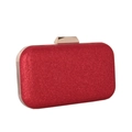 Elegant red glitter clutch bag with gold metal clasp for evening parties and weddings - Red
