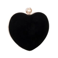 Détail de la pochette coeur en velours noir avec cadre or rose, perle et strass - Noir