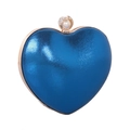 Elegante borsa da sera a forma di cuore in raso blu con chiusura in perle e cristalli - Blu