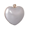 Pochette da sera a forma di cuore argento con dettagli di perle e diamanti - Argento