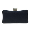 Dettaglio della borsa da sera blu scuro glitterata con chiusura dorata e strass - Nero