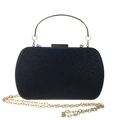 Bolso de fiesta de purpurina negra con asa redonda dorada y correa de cadena - Negro
