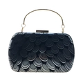 Elegante pochette da sera nera a trama pavone con manico in metallo dorato e catena - Nero