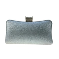 Luxuriöse silberne Pailletten-Abendtasche mit funkelndem diamantbesetztem Verschluss - Silber