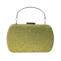 Bolso de noche elegante con lentejuelas doradas con asa redonda de metal y marco rectangular - Dorado