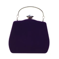 Elegant deep purple velvet gourd evening bag with gold ring handle and gemstone clasp - Purple