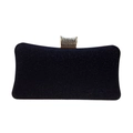 Dunkelblaue Glitzer-Abendtasche mit Strass-Verschluss für elegante Anlässe und Feiern - Schwarz