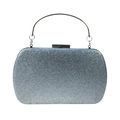 Bolso de fiesta brillante con asa redonda de metal y estructura rígida plateada - Plateado