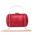 Pochette de soirée rouge métallique avec poignée dorée et bandoulière en chaîne - Rouge