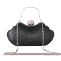 Glitzernde schwarze Abendtasche im Wellendesign mit Silbergriff und Strassverschluss - Schwarz