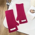 Gants en laine rose sans doigts avec étiquette Jennie Wool et texture côtelée - Taille unique / Rose rouge