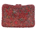 Red luxury clutch bag with butterfly and flower patterns in full crystal rhinestones - True Red Butterfly Floral Full Rhinestone Style (56)