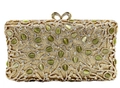 Golden evening clutch bag with hollow metal patterns and green teardrop stones - Golden Hollow Rhinestone Cat's Eye Stone Style (59)
