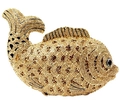Golden koi fish evening clutch bag fully embellished with shimmering crystals - Golden Leaping Koi Fish Shape Full Rhinestone Style (55)