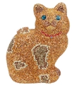 Elegant cat-shaped evening clutch bag with amber and blue crystal rhinestones - Amber Sitting Cat Full Rhinestone Shape (58)