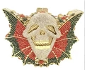 Skull bat wing clutch bag encrusted with red and black crystals in gothic punk style - Skull Bat Wings Full Rhinestone Shape (63)