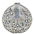 Silver round octopus clutch bag with sparkling rhinestones and crystal embellishments - Silver AB Octopus Full Rhinestone Shape (69)