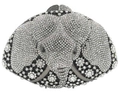 Elephant-shaped evening clutch bag encrusted with shimmering silver rhinestones - Silver Elephant Head Full Rhinestone Shape (70)