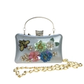 Borsa da sera glitter argento con fiori di paillettes 3D e decorazione ape ricamata - Argento