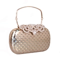 Elegante borsa da sera arcobaleno con chiusura in strass scintillanti e manico dorato - Oro