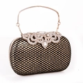 Elegante borsa a mano in pelle PU nero e oro con fibbia scintillante di strass - Oro