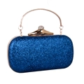 Pochette da sera blu reale glitterata con manico dorato e chiusura di cristallo - Blu