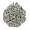 Elegante borsa da sera a forma di rosa argentata ricoperta di cristalli scintillanti - Argento