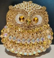 Pochette de soirée chouette dorée avec strass scintillants et accents en cristal ambre - Or Jaune Multicolore