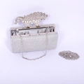 Pochette da sera argentata con strass a pavone e tracolla a catena rimovibile - Argento