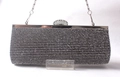 Elegante borsa da sera con cristalli e catena d'argento per occasioni formali - Chiusura Ovale con Strass / Nero