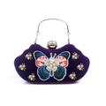 Abendtasche aus lila Samt mit Schmetterlingsstickerei und Perlen-Strass-Dekoration - Lila