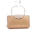 Elegante pochette da sera dorata con strass e manico di diamanti per feste e matrimoni - Oro