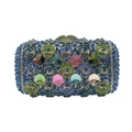 Luxuriöse Abendtasche mit bunten Kristallen und funkelndem Strass für festliche Anlässe - Silber & Blau