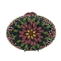Handcrafted luxury crystal evening clutch featuring a colorful bohemian floral rhinestone design - Iridescent Black