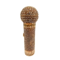 Luxury gold microphone shaped clutch bag fully embellished with sparkling rhinestones - Gold