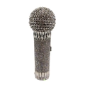 Sparkling silver microphone clutch bag with rhinestones for wedding evening parties - Silver